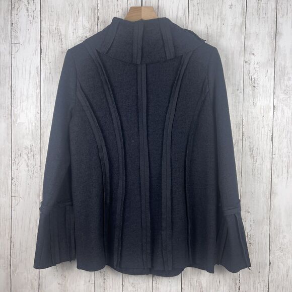 Soft Surroundings Aveline Jacket Large Black Wool Blend Shawl Collar Snap Front - Picture 8 of 10